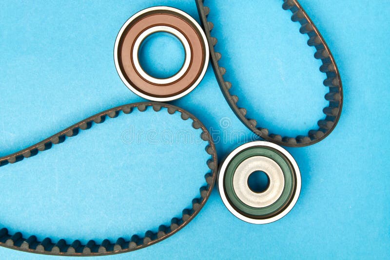Timing Belt with Rollers on Background .Kit of Timing Belt for Car
