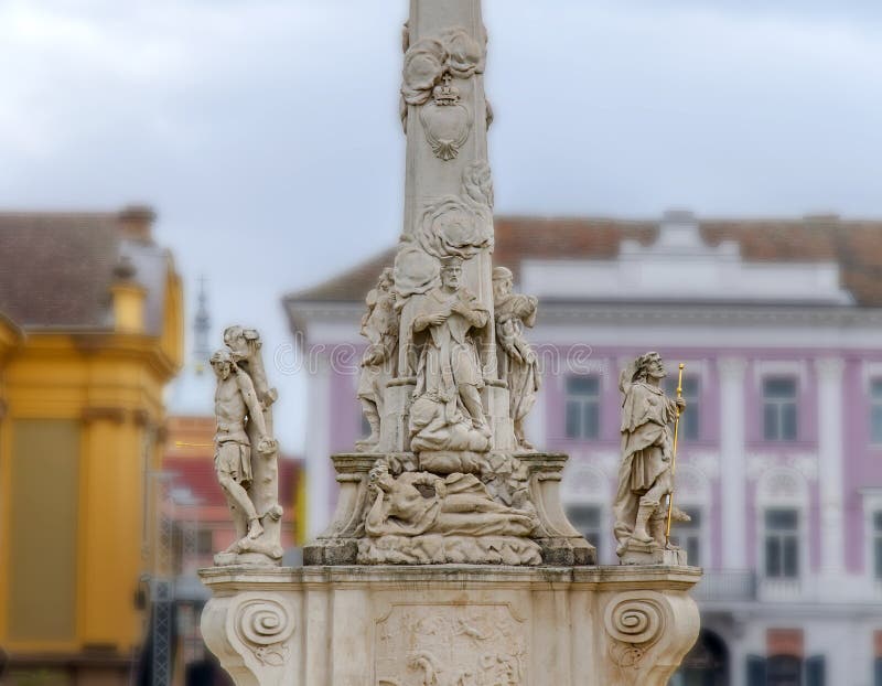 TIMISOARA, ROMANIA - 15 OCTOBER, 2016 Detail of the Holy Trinity Statue at Union square 1