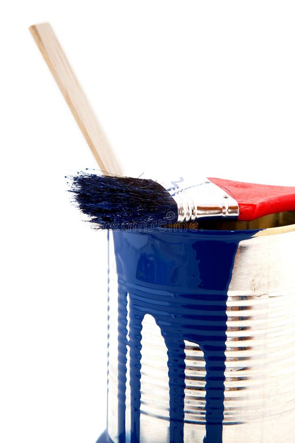 Tin with blue paint stock image. Image of mess, wooden 8748073