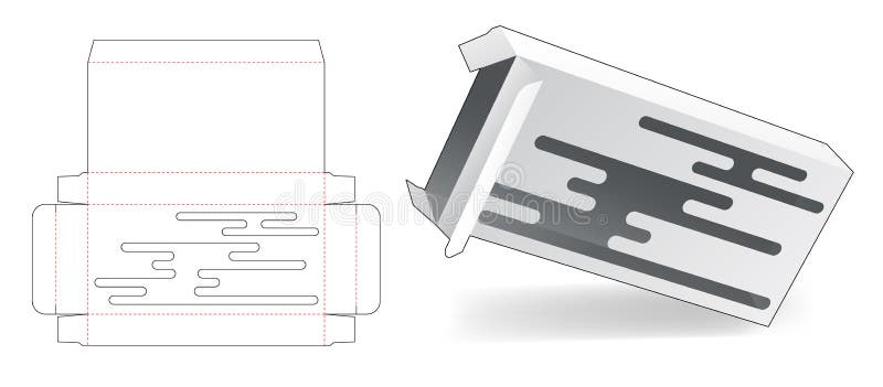 Tin Box with Japanese Style Cloud Window Die Cut Template Stock Vector