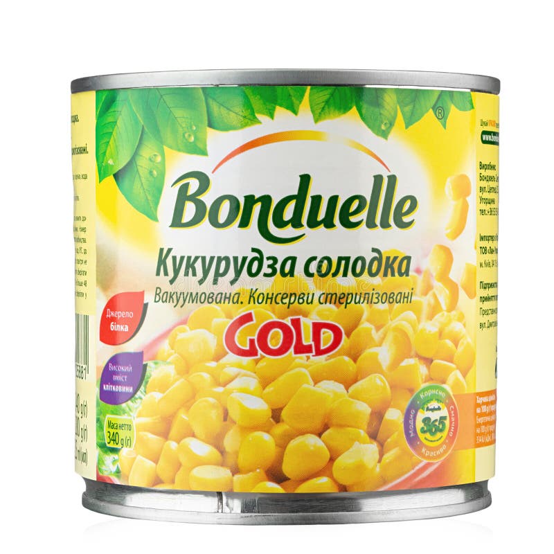 Bonduelle Sweet Corn In Tin Can On White Background With Romanian Label ...