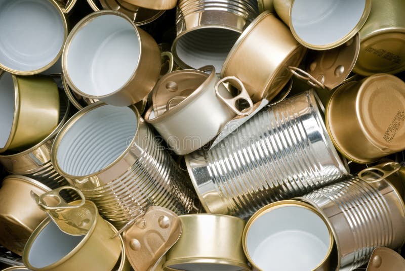 Tin cans ready for recycling