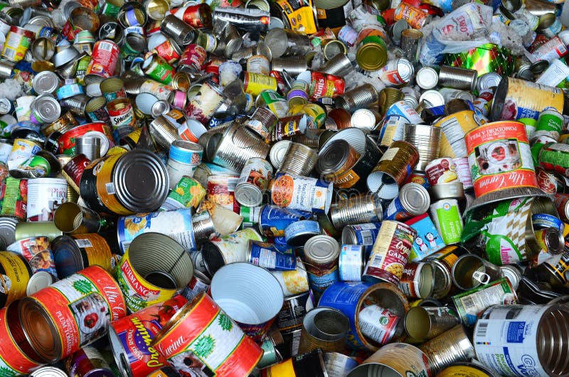 Tin cans for recycling editorial photo. Image of environment 39404686