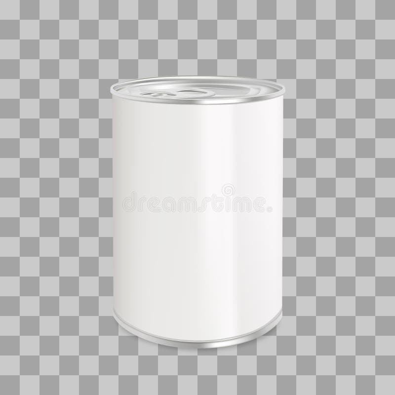 Template tin can on a white background at an angle, canned food, template for design and advertising, packaging for canning. Vector mockup. Template tin can on a white background at an angle, canned food, template for design and advertising, packaging for canning. Vector mockup