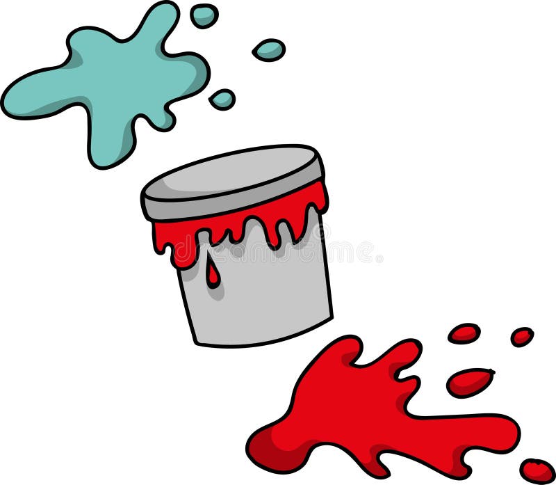 Tin of Red Paint with Blots and Splashes, Isolated Object Stock Vector