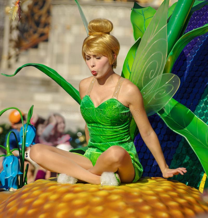 Tinkerbell in the Parade at Walt Disney World.