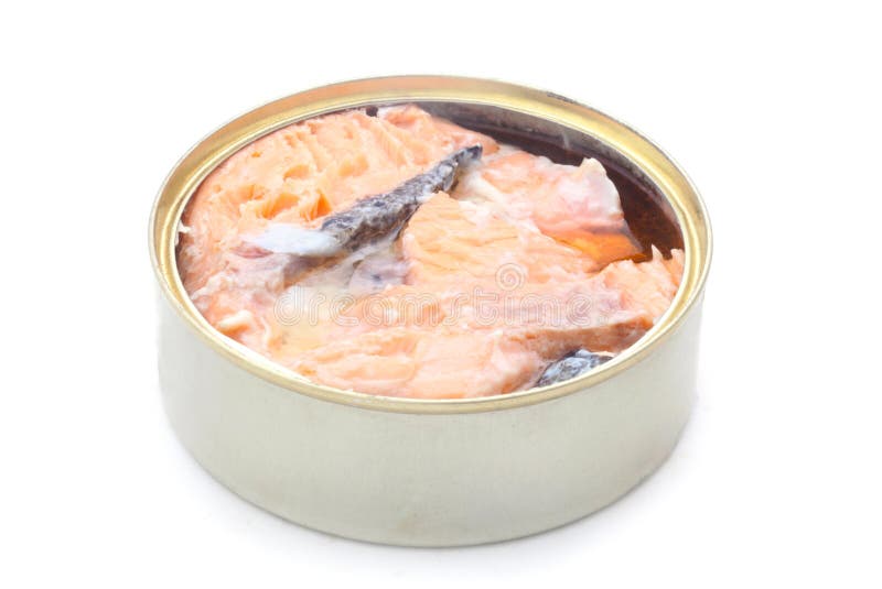 Tinned salmon stock photo. Image of food, isolated, pink 61525750