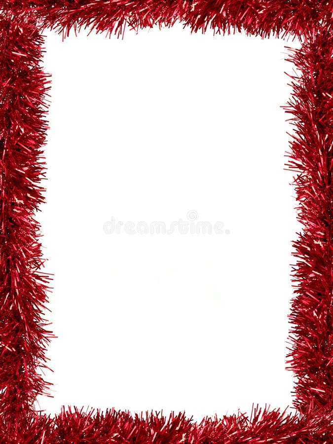 Christmas Tinsel as a border isolated against a white background. Christmas Tinsel as a border isolated against a white background