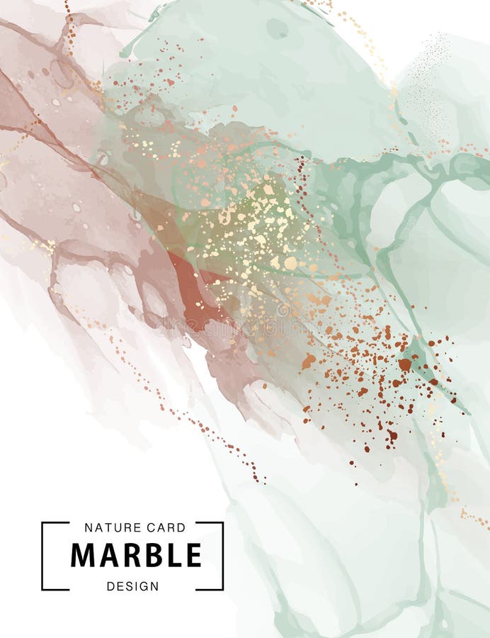 Marble Ink, watercolor paint pastel with gold foil abstract art. Colorful painting alcohol ink background. Highly-textured green brown oil paint and gold sparkles vector. Marble Ink, watercolor paint pastel with gold foil abstract art. Colorful painting alcohol ink background. Highly-textured green brown oil paint and gold sparkles vector