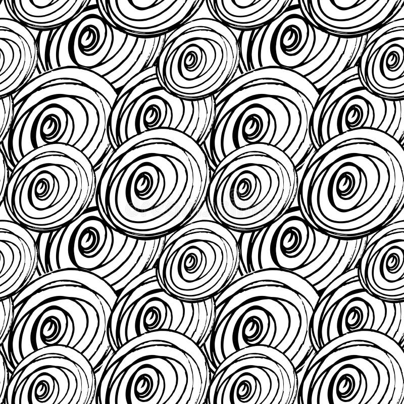 Tintenlinien, Runden und Kreise Grunge-Doodle-Bürsten auf weißem Hintergrund Abstraktes nahtloses Vektormuster vektor abbildung Tintenlinien, Runden und Kreise Grunge-Doodle-Bürsten auf weißem Hintergrund Abstraktes nahtloses Vektormuster vektor abbildung