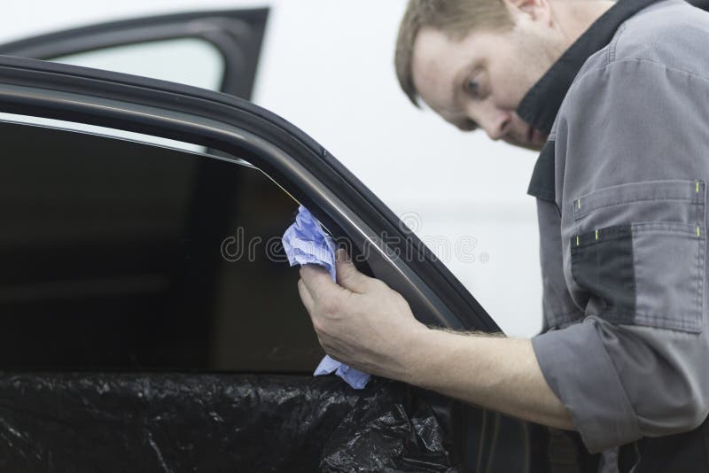 Tinting of Car Windows.Window Film for Car Stock Photo Image of foil