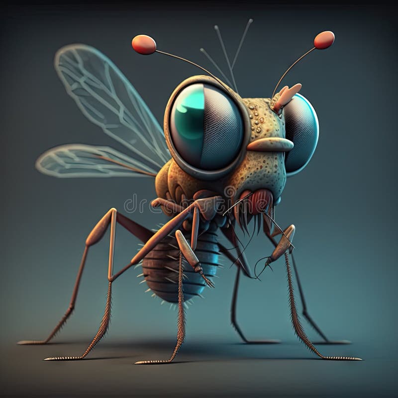 Tiny insect monster. Abstract flying creature or funny bug with cute face. Generated AI.