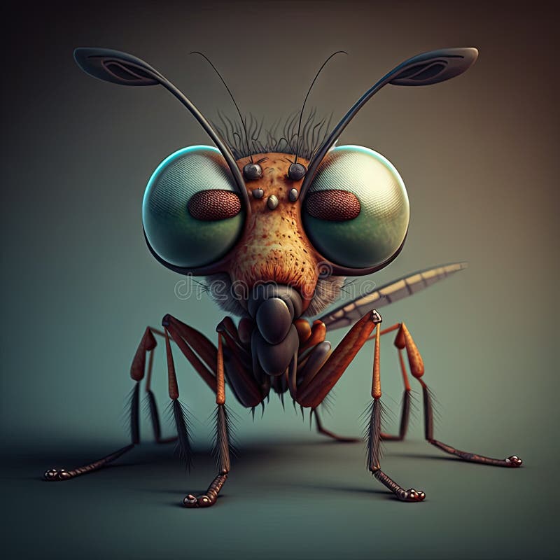 Tiny insect monster. Abstract flying creature or funny bug with cute face. Generated AI.