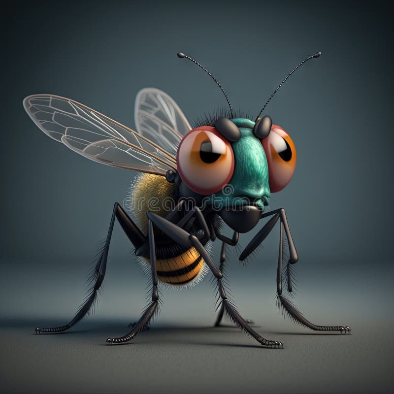 Tiny insect monster. Abstract flying creature or funny bug with cute face. Generated AI.