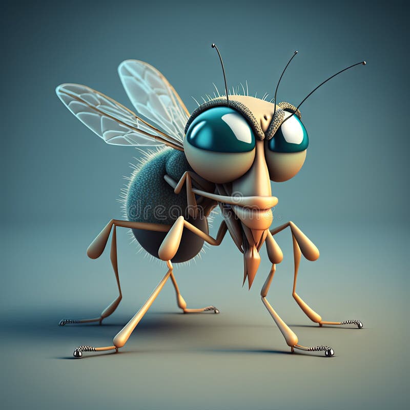 Tiny insect monster. Abstract flying creature or funny bug with cute face. Generated AI.