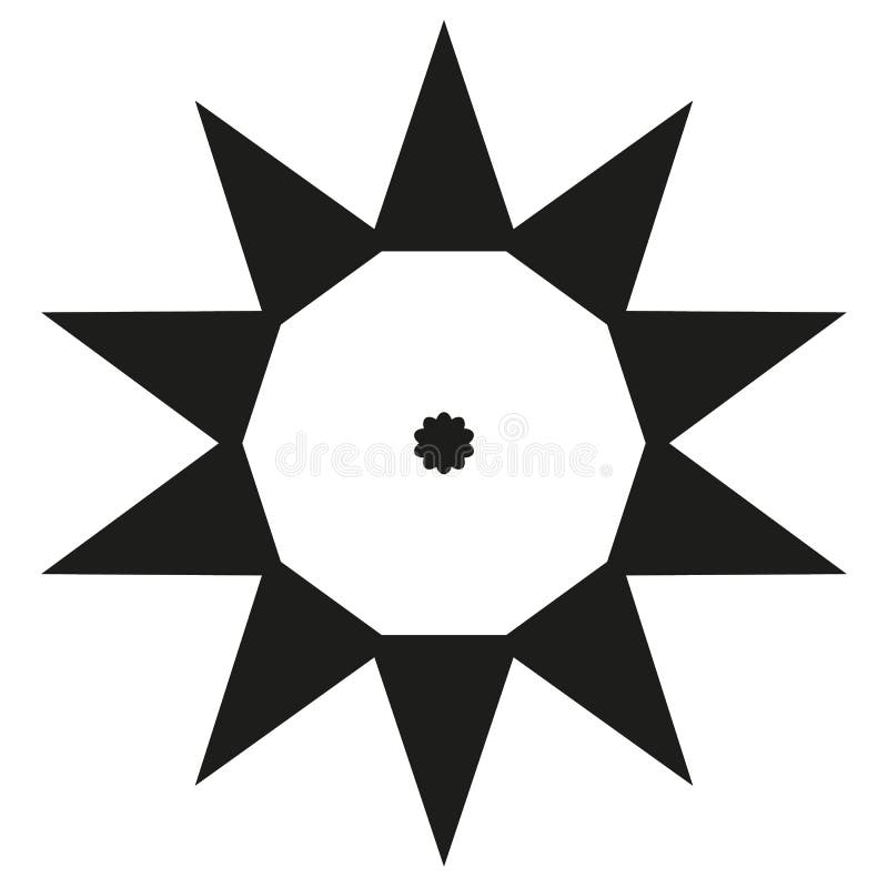 Tio sidor pekade den stora triangeln för pricken för mallen för solen för stjärnalogosvart vektor illustrationer Tio sidor pekade den stora triangeln för pricken för mallen för solen för stjärnalogosvart vektor illustrationer