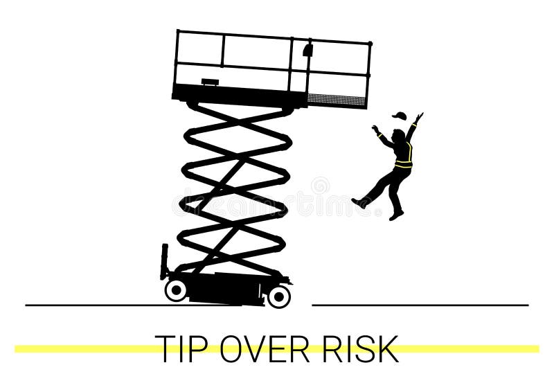 Scissor Lift Tipover Risk. Stock Vector Illustration of risk
