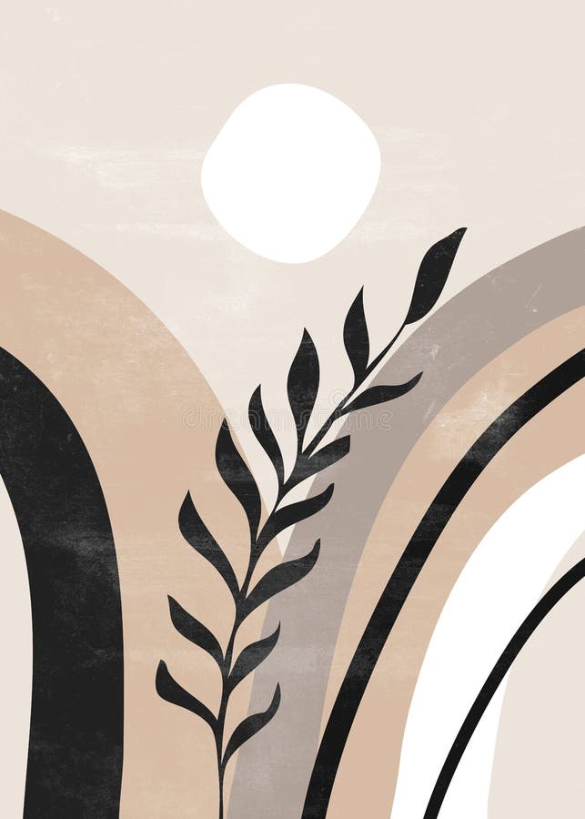Tipar abstract sun moon print boho minimalist imprimabil stock illustration