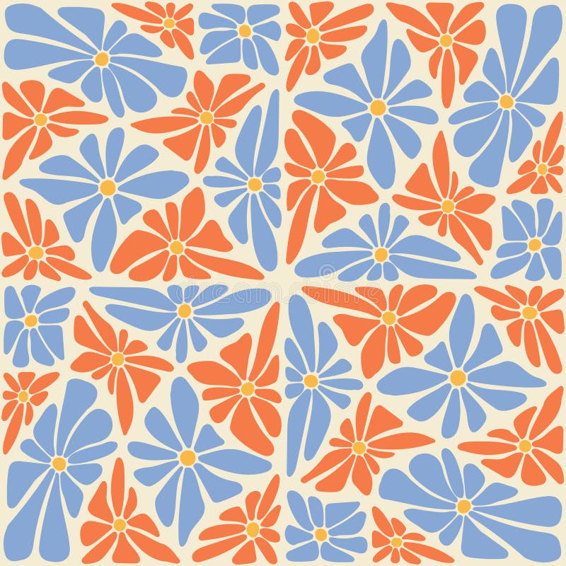 Tipar cu margini netede și măcinate. partitură abstractă kaleidoscopică desenată cu flori, mozaic, 1970 retro psihedelic vector illustration