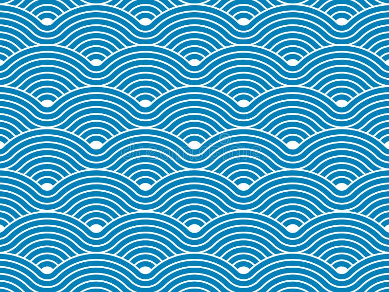 Tipar cu unde curbe vectoriale albăstrui colorate, albastru-albastru, fără sudură și repetitive stock illustration
