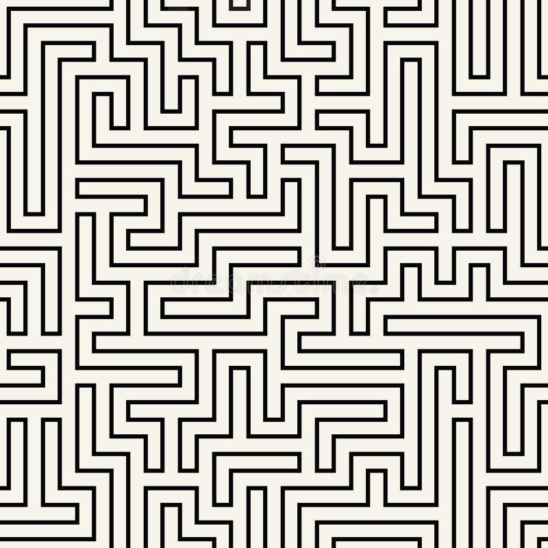 Tipar de mapare geometrică abstractă vectorială. fundal geometric negru și alb, fără sudură, nesudate vector illustration