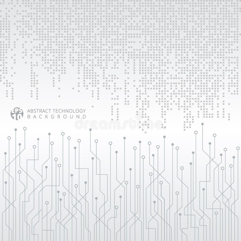 Tipar digital pentru tehnologia abstractă, format digital data gray square, cu placă de circuit pe fond alb. stock illustration