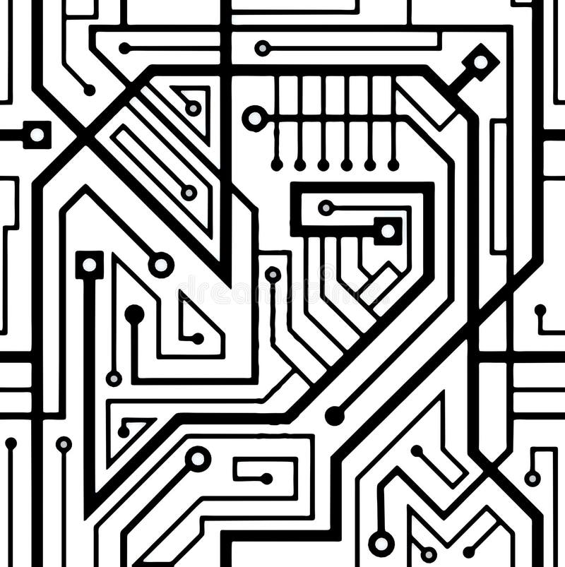 Tipar fără probleme cu placa circuitelor computerizate stock illustration