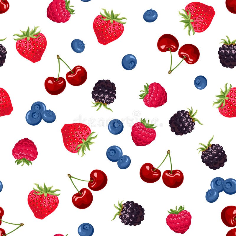 Tipar fără sudură. Fructe proaspete pe fond. stock illustration