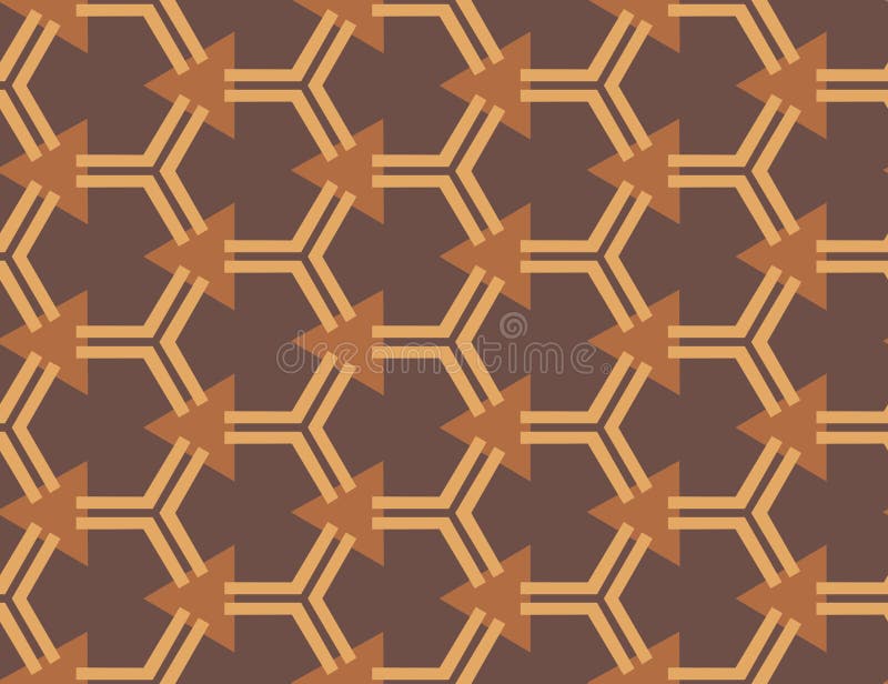 Tipar geometric vectorial. hexagoane maro deschis, triunghiuri maro închis maro închis stock illustration