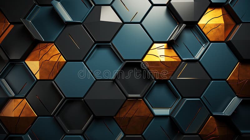 Tipar pentru plăci 3D hexagoane 3D cu perete de bloc futurist cu tehnologie înaltă stock illustration