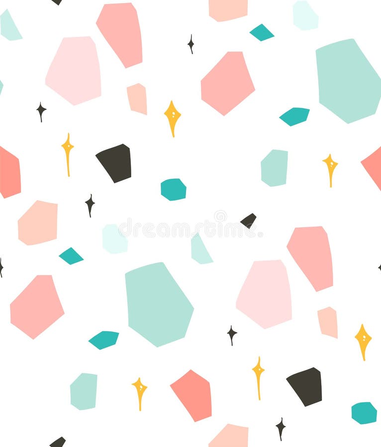 Tipar simplu de asamblare terrazzo, grafic abstract, format manual, pe fond alb stock illustration