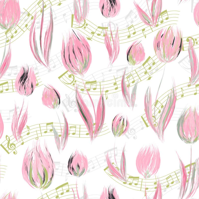 Tipar strălucitor cu ulei pictat delicat cu tulpini roz royalty free illustration