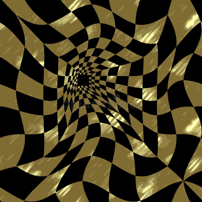Tipar vectorial fără sudură abstract. spațiu distorsionat. iluzie optică. negru și aur. grafic stock illustration