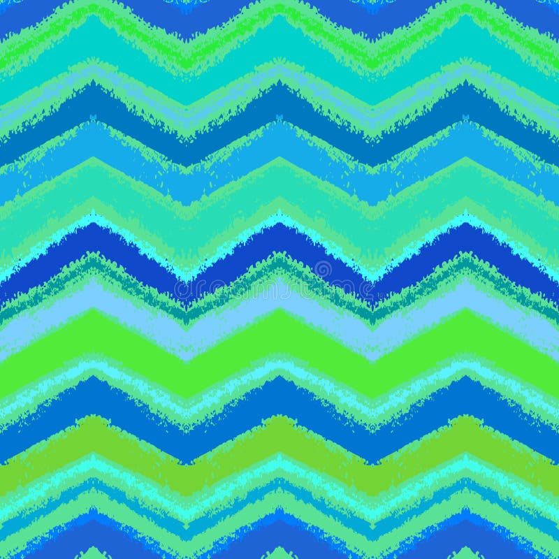 Tipar zigzag desenat manual în albastru aqua. stock illustration