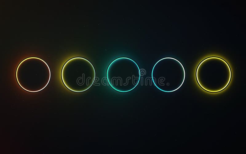 Tipare circulare colorate dispuse pe un rând pe un fond întunecat care prezintă un design modern al artei digitale vector illustration