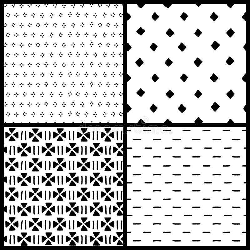 Tipare simple, geometrice, geometrice, simple, negre și albe, setează vectorul royalty free illustration