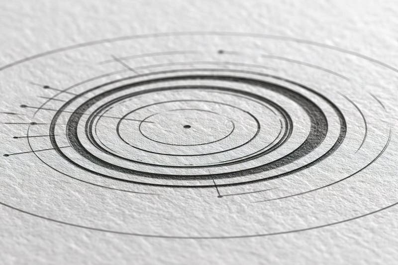 Tiparele circulare ale liniilor negre pe hârtie texturată prezintă design artistic și precizie în opere de artă moderne pentru royalty free illustration
