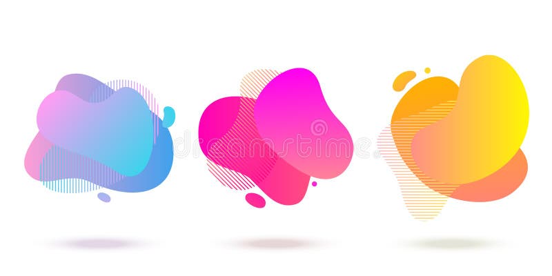 Tiparele de semitonuri ale formei lichide abstracte de culoare abstractă colorată se suprapun cu fundalul gradientului. forme vect stock illustration