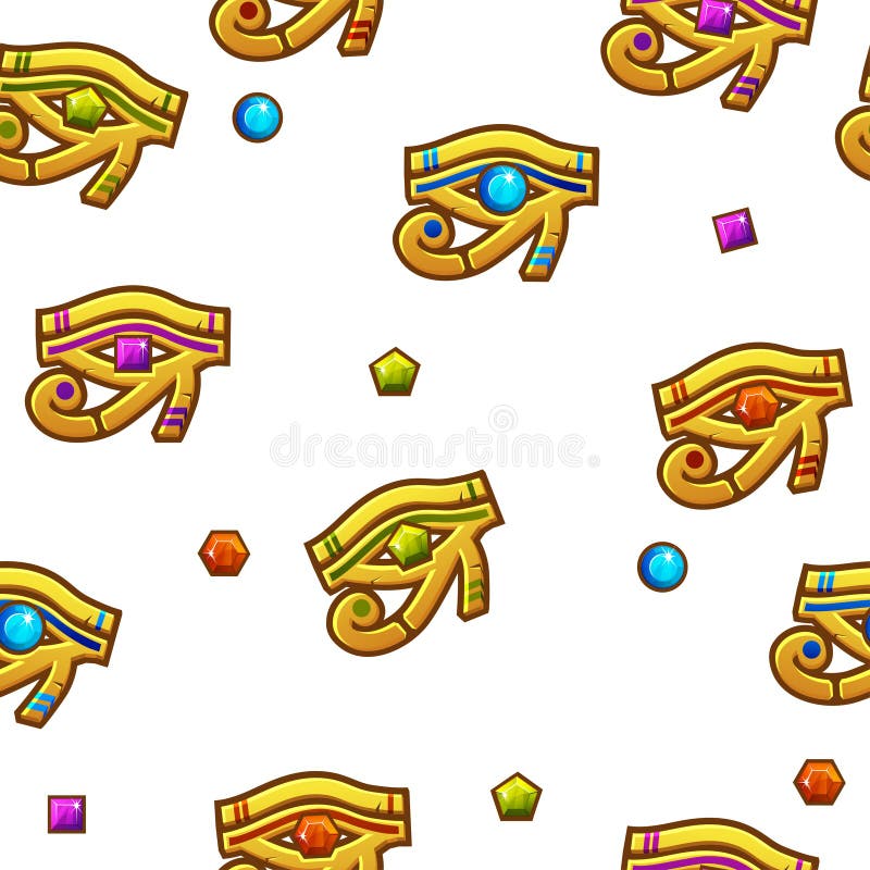 Tiparul impecabil Egipt ochi de cal cu pietre prețioase colorate. royalty free illustration