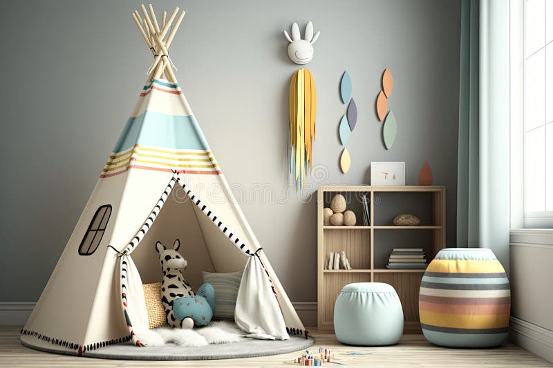 Tipi Avec Poubelle Et Couvertures Douillettes Dans La Chambre