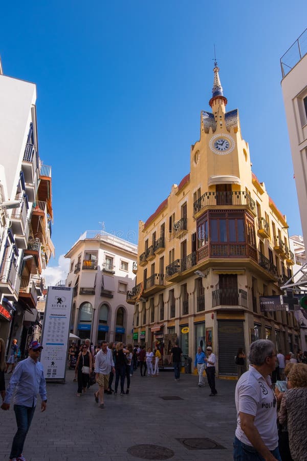 The Clock`s House In Sitges, Barcelona, Spain. Editorial Stock Image ...