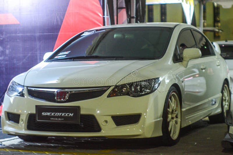 Surakarta Indonesia September 29 2018 Honda Civic Type R is one of Honda Type R lineup. This model FD2 only available in japan and Malaysia and only sold in sedan configuration. Powered by K20 engine that produced 222 horsepower, 7 horsepower more than previous Honda Type R. Indonesian enthusiasts could buy this in importers showroom back then and it cost more than twice of local Honda civic. Surakarta Indonesia September 29 2018 Honda Civic Type R is one of Honda Type R lineup. This model FD2 only available in japan and Malaysia and only sold in sedan configuration. Powered by K20 engine that produced 222 horsepower, 7 horsepower more than previous Honda Type R. Indonesian enthusiasts could buy this in importers showroom back then and it cost more than twice of local Honda civic