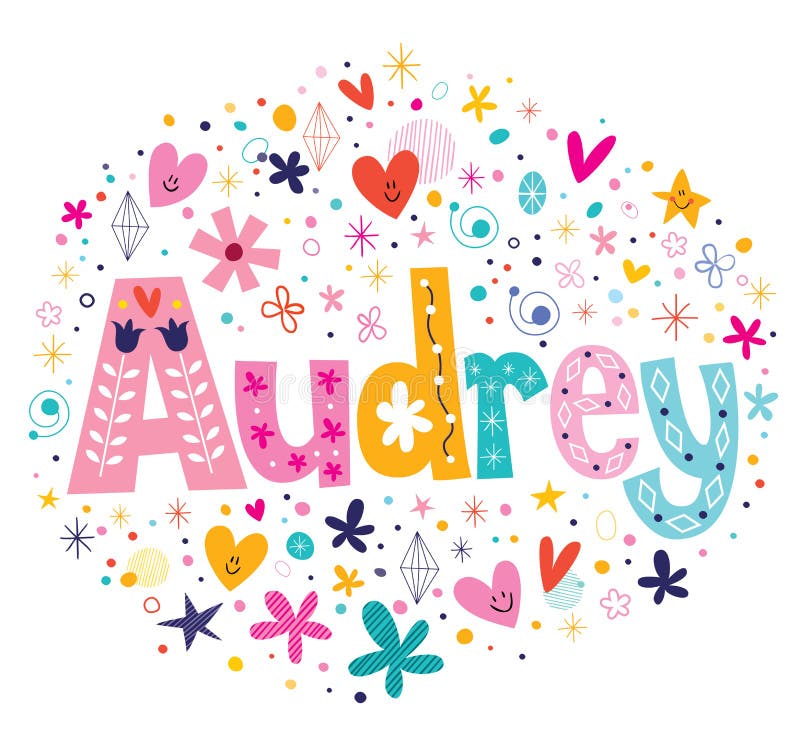 Audrey female name decorative type design. Audrey female name decorative type design