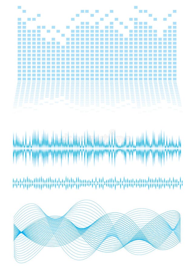 Music inspired background in blue with sound waves and equalizer graph. Music inspired background in blue with sound waves and equalizer graph