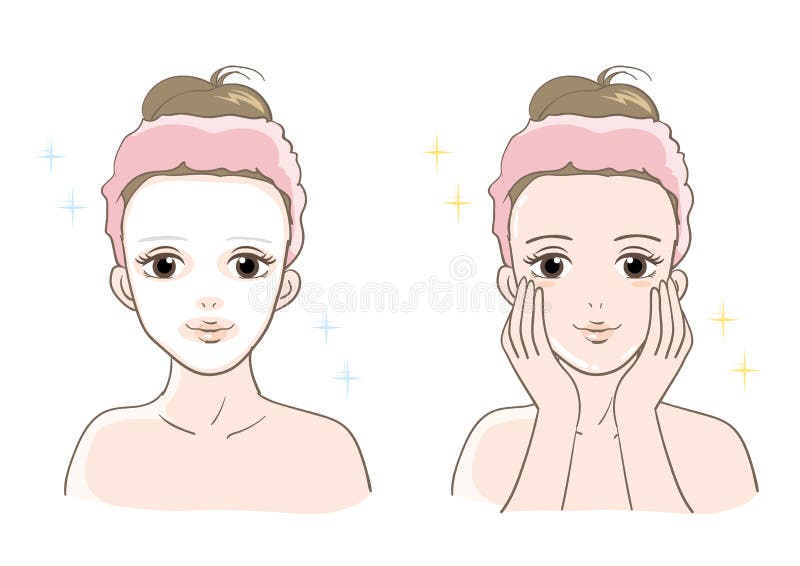 Tipo estético de la sonrisa del sistema del cuidado de la piel de las mujeres ilustración del vector Tipo estético de la sonrisa del sistema del cuidado de la piel de las mujeres ilustración del vector