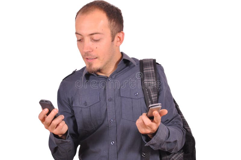 Tipo Occupato Con Il Telefono Cellulare Fotografia Stock Immagine di