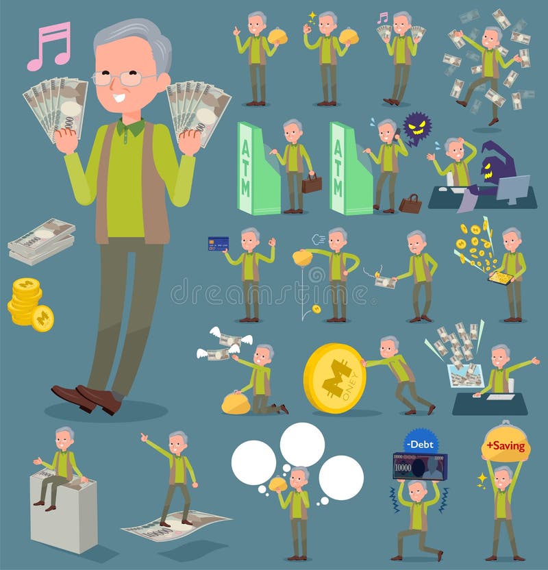 Tipo plano grandfather_money del chaleco del verde libre illustration Tipo plano grandfather_money del chaleco del verde libre illustration