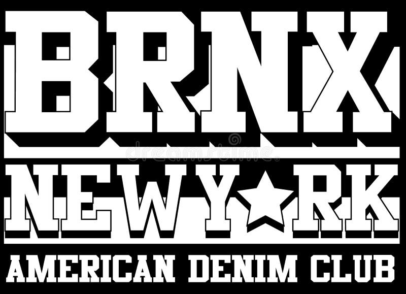 Tipografia de Bronx New York, gráficos do t-shirt, vetores ilustração do vetor Tipografia de Bronx New York, gráficos do t-shirt, vetores ilustração do vetor