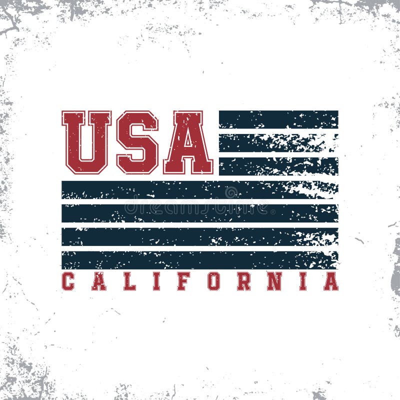 California, USA typography , t-shirt graphics. Stamp with lettering in american flag form for t-shirt, print, poster, banner. Vector. California, USA typography , t-shirt graphics. Stamp with lettering in american flag form for t-shirt, print, poster, banner. Vector