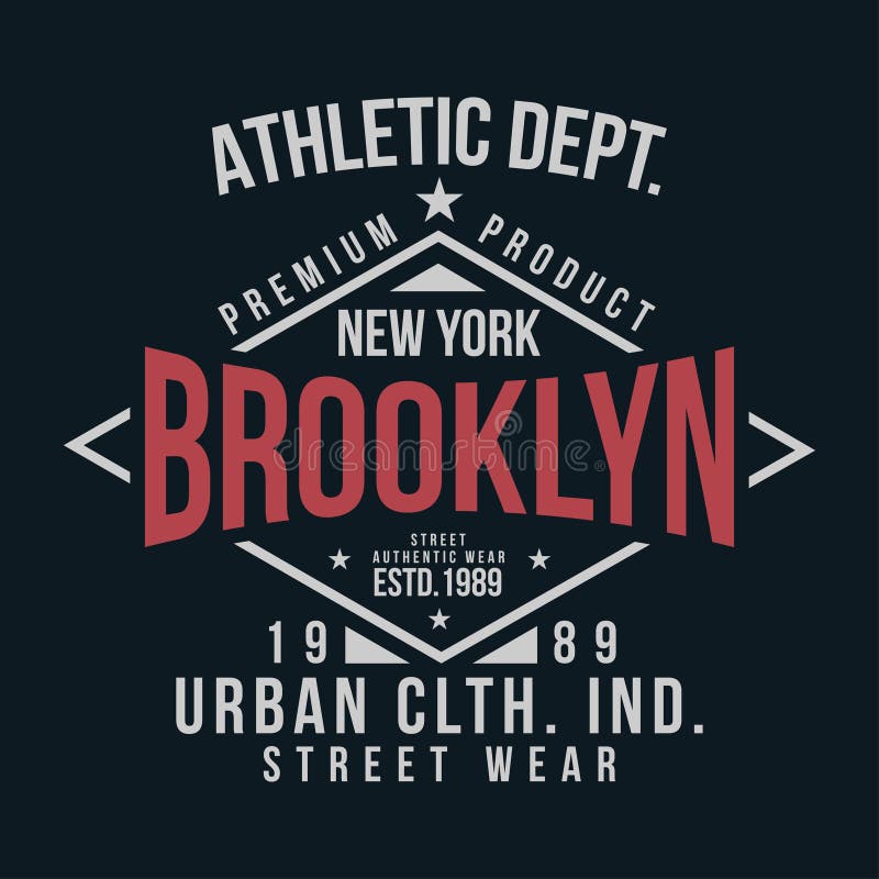 Tipografia de New York, Brooklyn para a cópia do t-shirt Crachá do vintage para a cópia da camisa de t ilustração stock Tipografia de New York, Brooklyn para a cópia do t-shirt Crachá do vintage para a cópia da camisa de t ilustração stock